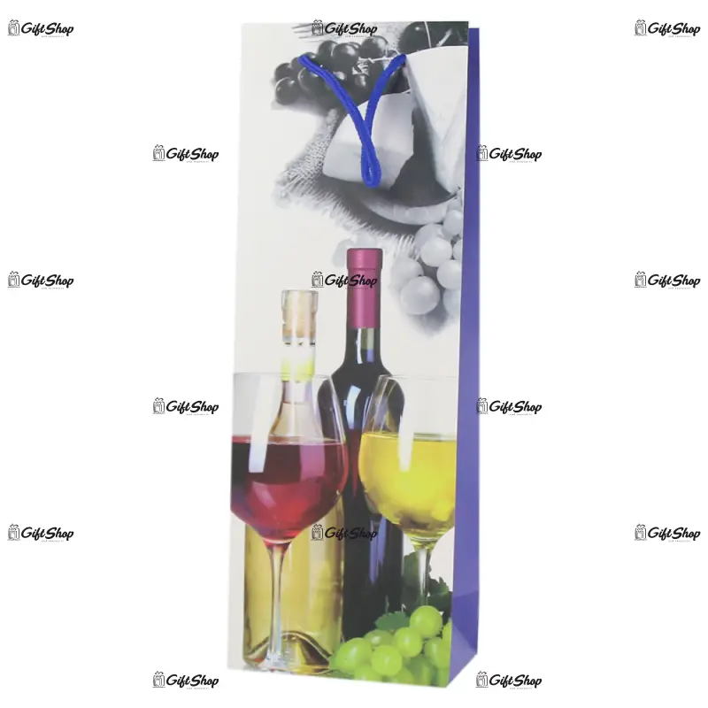 Punga cadou bauturi din hartie 13x36 cm, wine&grapes